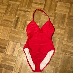 Red Oscar de la Renta bathing suit